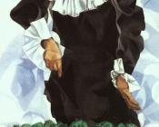 马克 夏加尔 : 穿白色衣领衣服的贝拉（画家的妻子的肖像）